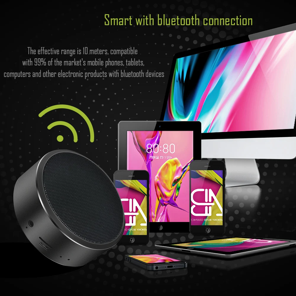 Портативный Bluetooth мини динамик Беспроводная Hi Fi колонка с сабвуфером громкий