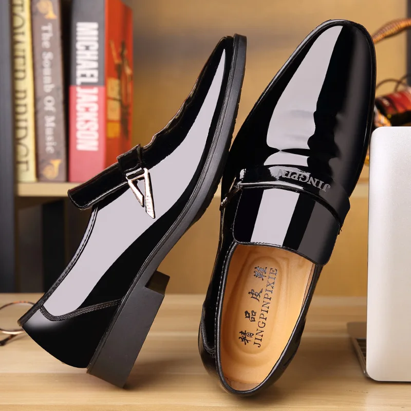 

Leather Pointed Leather Shoes Business Casual Formal Wear Suit Glossy Dress Shoes Men Black Shoes
