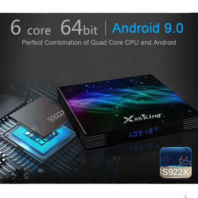 X88 King S922X 4 Гб DDR4 RAM 128 ГБ ROM 1000 м LAN 5G WIFI Bluetooth 5 0 Android 9 4K VP9 H.265 TV Box | Электроника