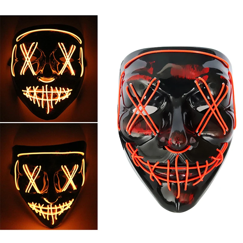 1 шт. неоновая маска Хэллоуин Светодиодный светильник со шнуровкой вечерние