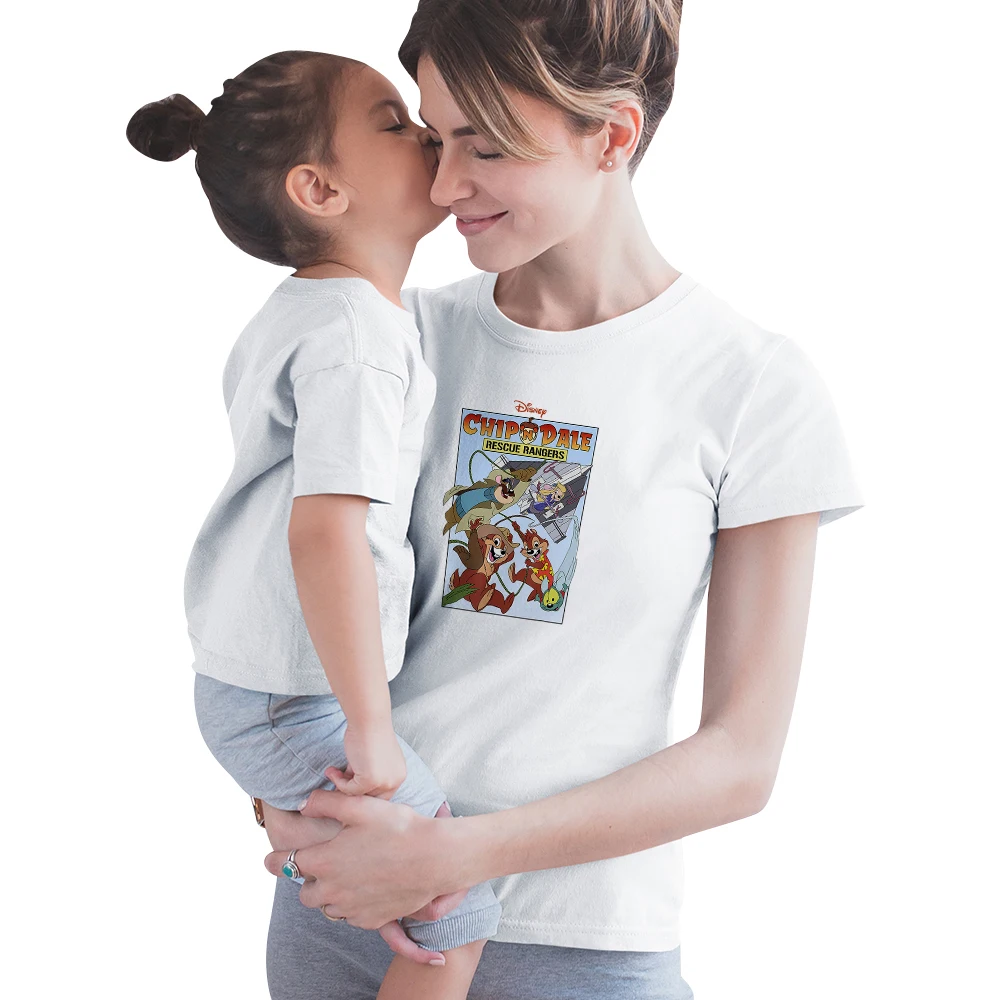 Disney Family Look Outfits Chip 'n' Dale Printing Удобная модная футболка в стиле Харадзюку