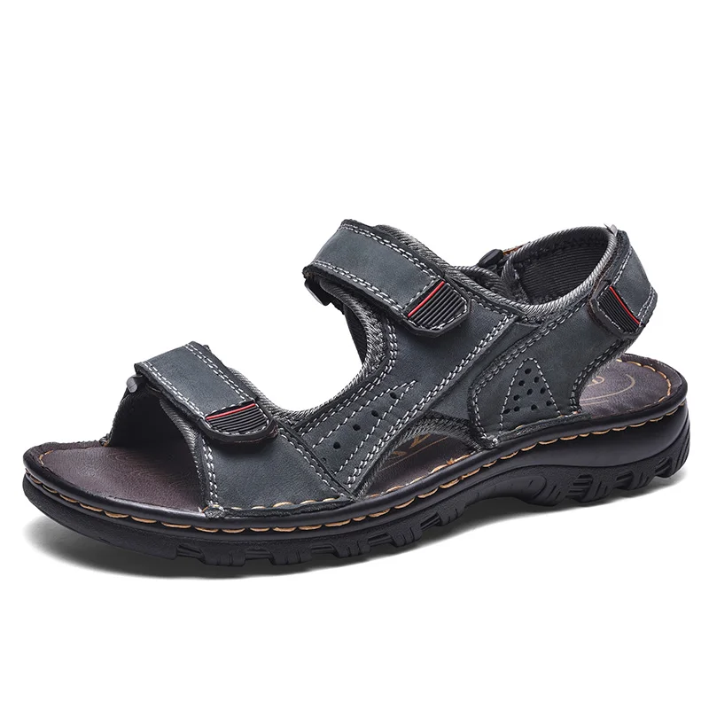 

Summer sandals men's lightweight outdoor beach casual shoes leather Roman walking shoes soft slippers size 38-47