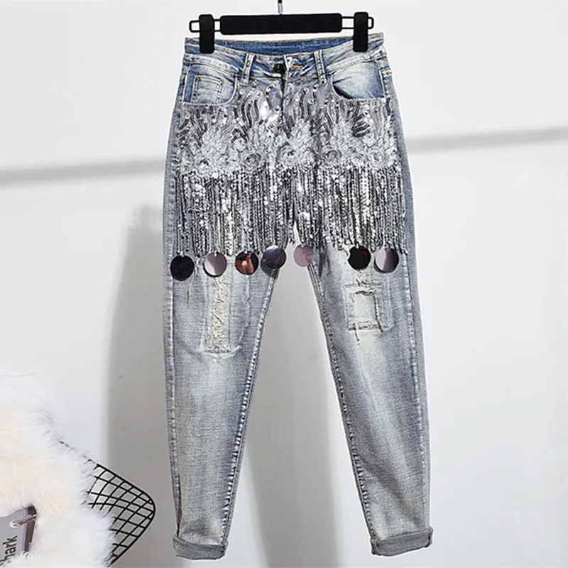 Новые Стрейчевые женские узкие джинсы эластичные джинсовые рваные обтягивающие