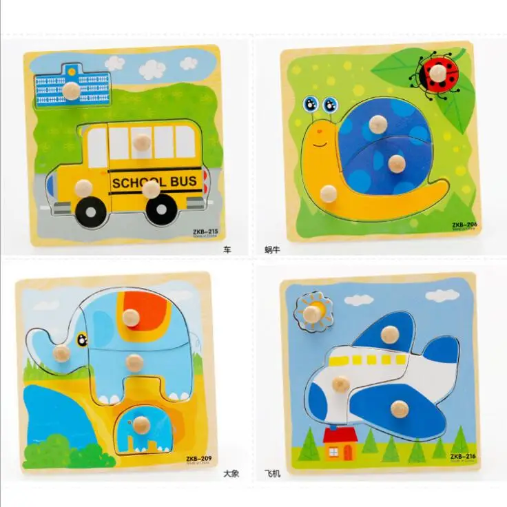 Деревянная 3D головоломка для детей мультяшное животное деревянная начинающих