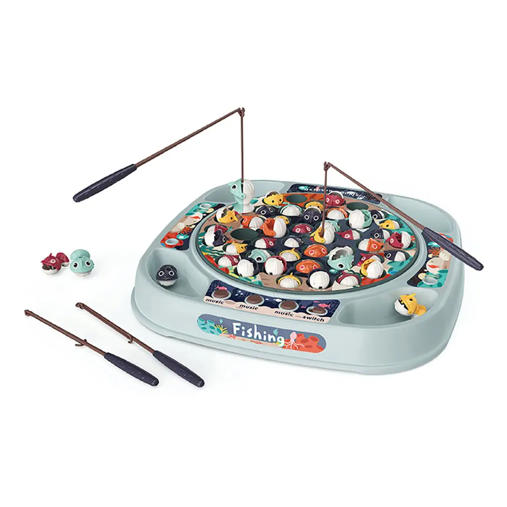 

Детская игрушка для рыбалки, электрическая музыкальная вращающаяся Магнитная рыболовная игра, имитация игрового домика для мальчиков и де...