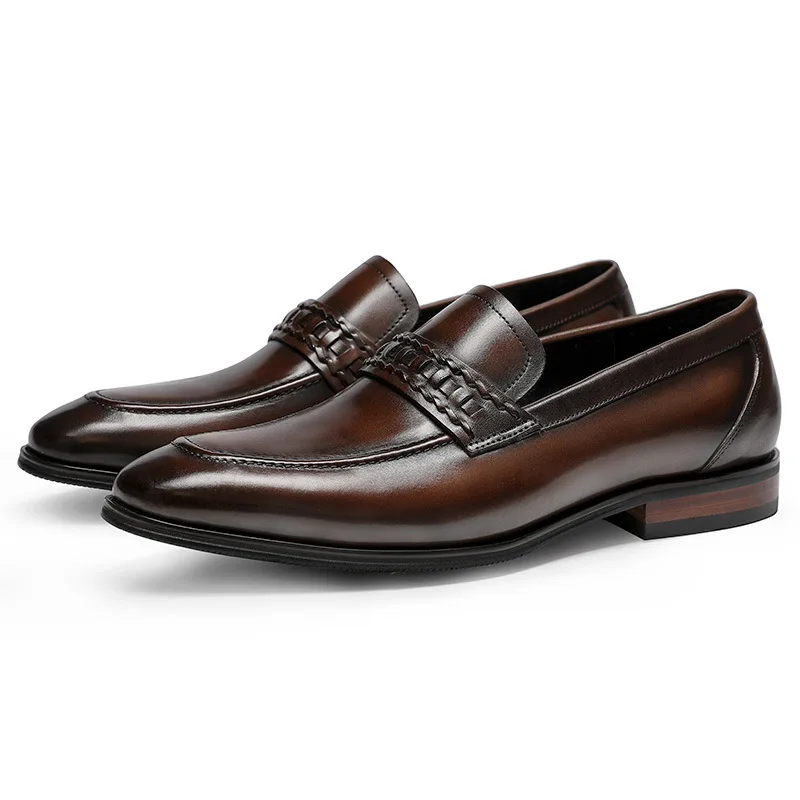 Phenkang/мужские деловые туфли из натуральной кожи черные туфли-оксфорды для мужчин