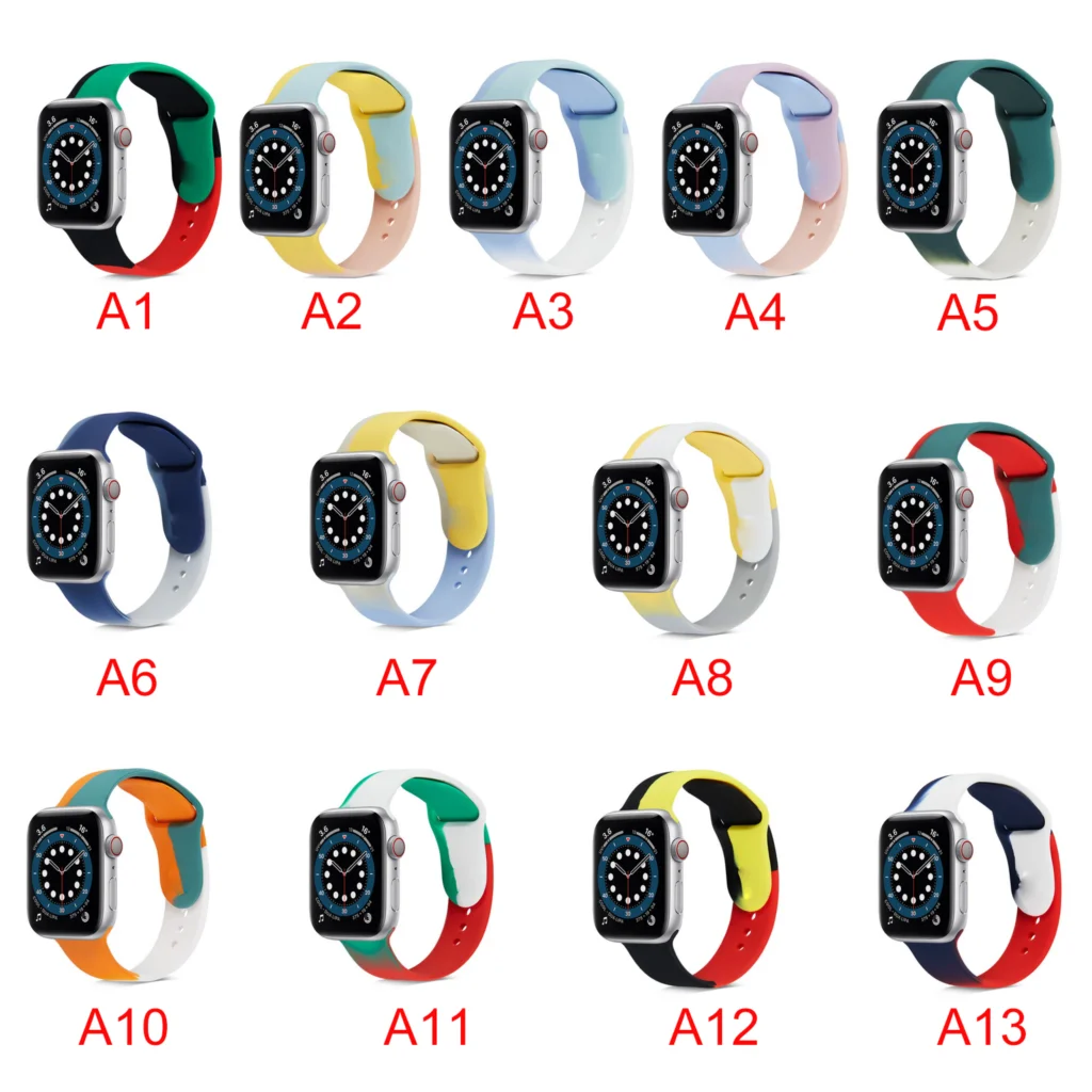 

2021 new mixed color Silicone Strap For apple watch band 44mm 40mm 38mm 42mm Sport bracelet for iWatch series 6 5 4 3 SE band