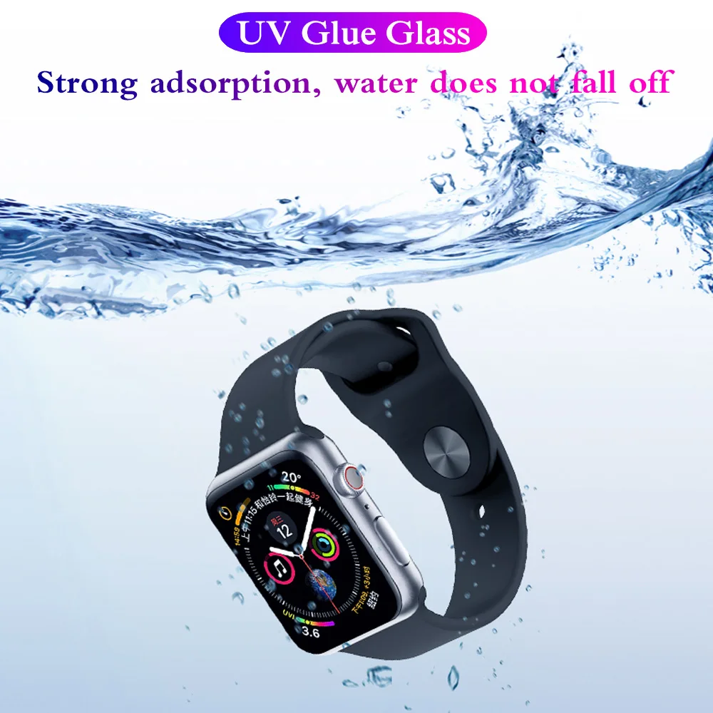 9H 3D УФ нано жидкое закаленное стекло для Apple Watch 38 42 40 44 мм Защита экрана 4 3 2 1 серия