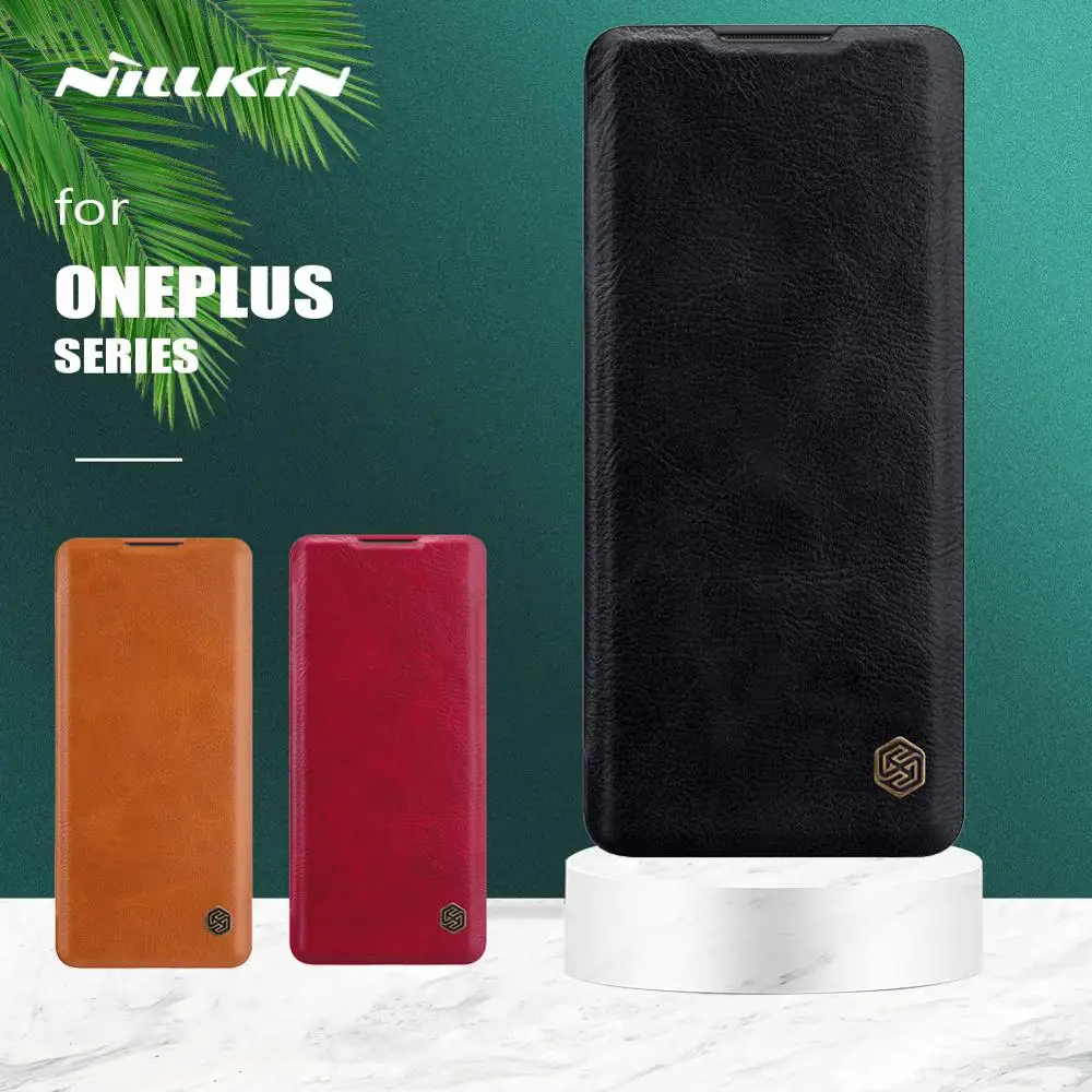 Для Oneplus X 8T Nord фотокамеры мгновенного действия 8 7 Pro чехол Nillkin Qin Series Флип кожаный