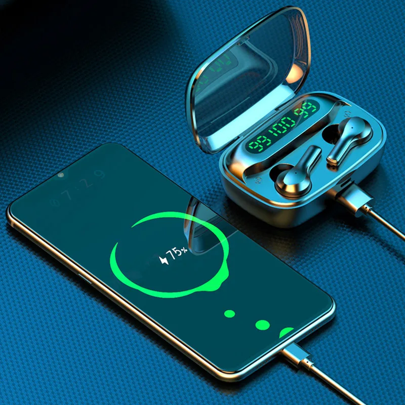 Tws беспроводные наушники 3500 мАч Bluetooth гарнитура со светодиодным дисплеем