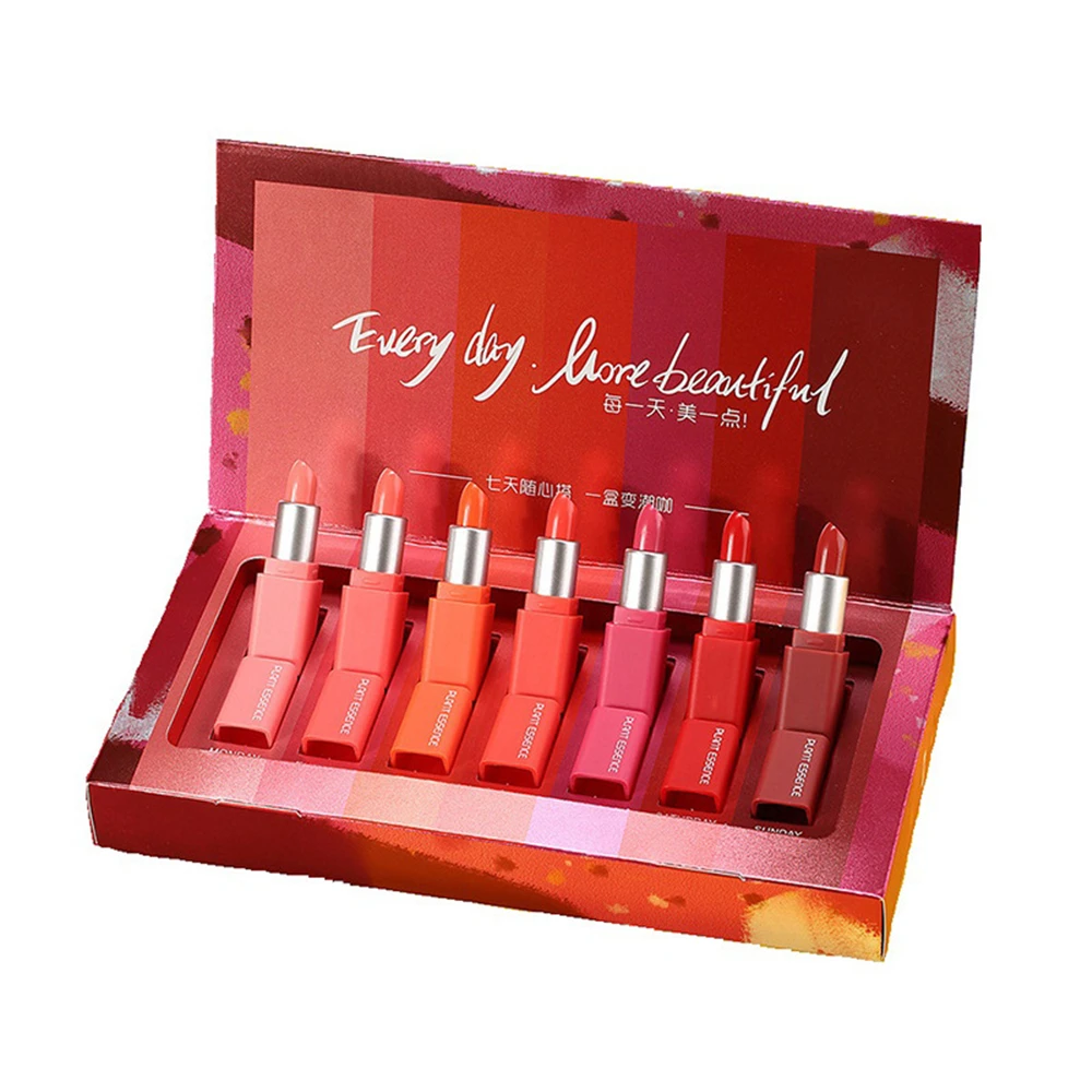 

7pcs Lipstick 7 Colors Cosmetic Matte Lip Gloss Beauty Lips Make Up Pigment Long Lasting Lipstick Set Valentine's Day Present