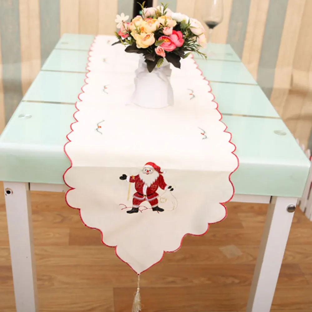 Полиэфирные рождественские настольные флаги скатерть с вышивкой украшения для