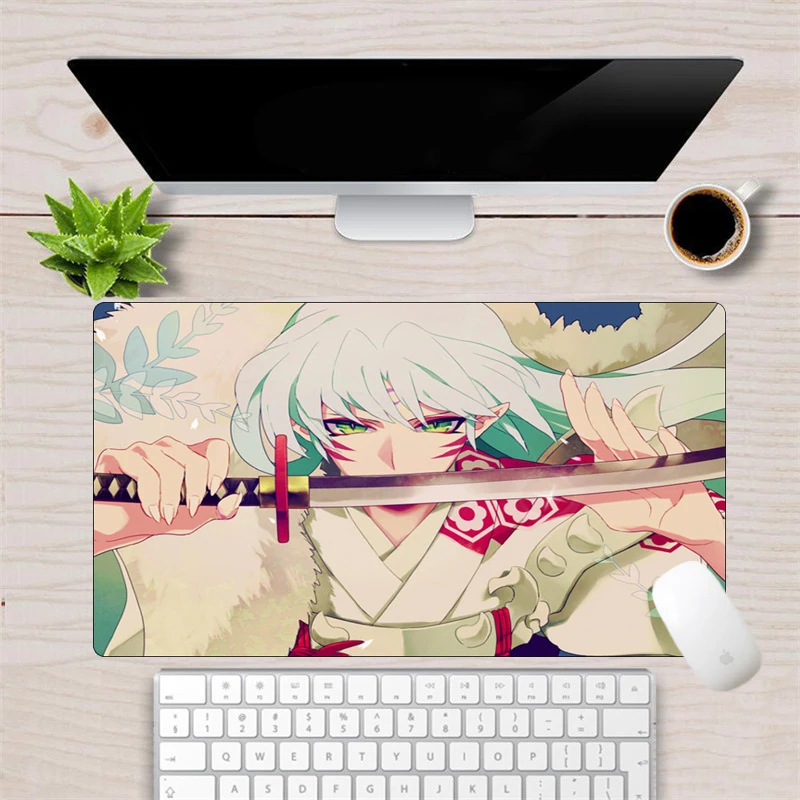 

Anime Inuyasha Mouse Pad Gamer 70x40cm Large Rubber Durable Locking Edge Gaming MousePad Computer Keyboard pad Desk Mat
