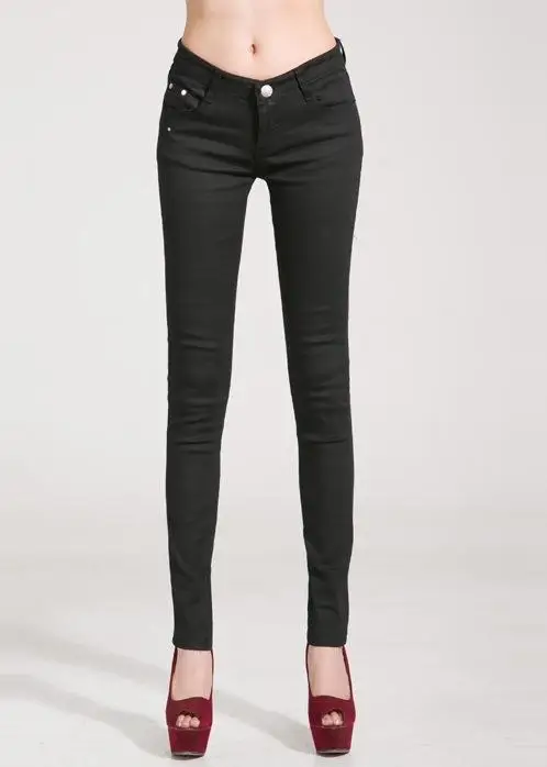 

Spring And Autumn Cotton Pencil Calf Jeans New Fashion Candy Trousers In The Waist Zipper Elastic Sexy Ladies Trousers