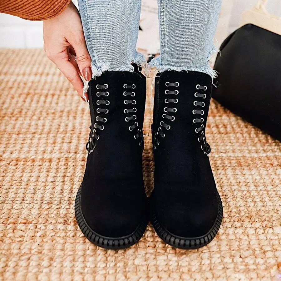 

Women Boots Limoya Nowy Black Suede Leather Hand Saddled Double Elastic Boot