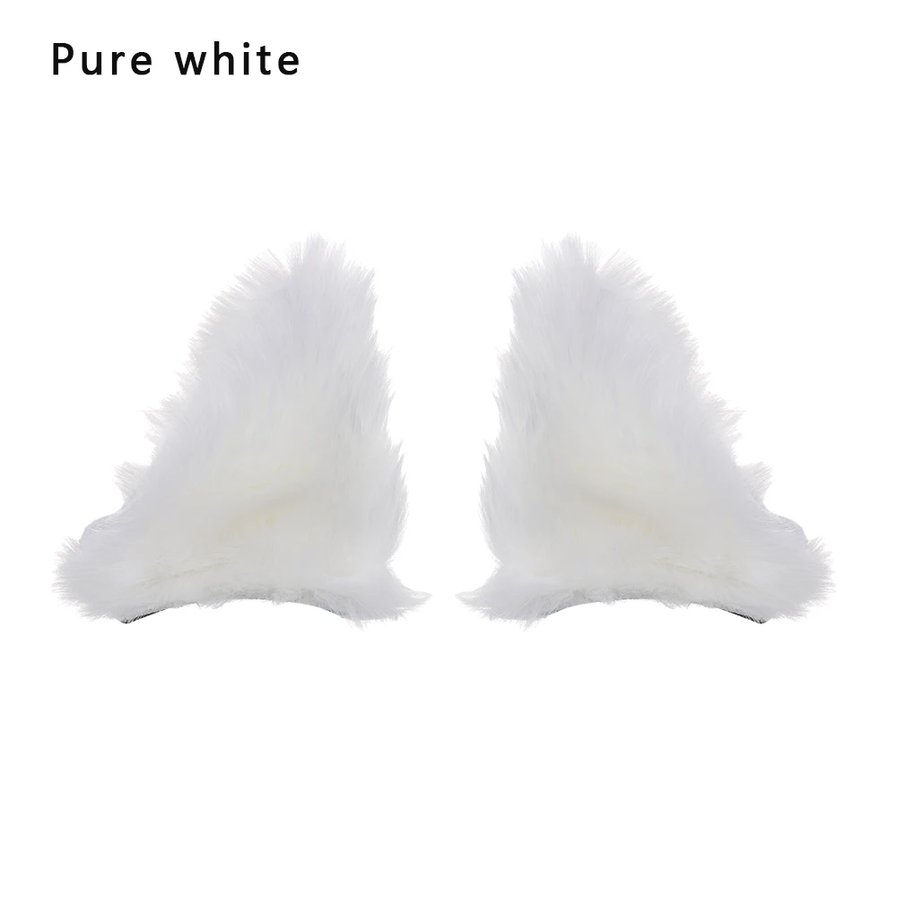 1-pure white 1 пара, косплей, вечерние, плюшевые, с кошачьими ушками, на клипсах, длинные меховые уши, костюм, заколка для волос, на Хэллоуин, вечерние, Мультяшные заколки для волос - Цвет: 1-pure white