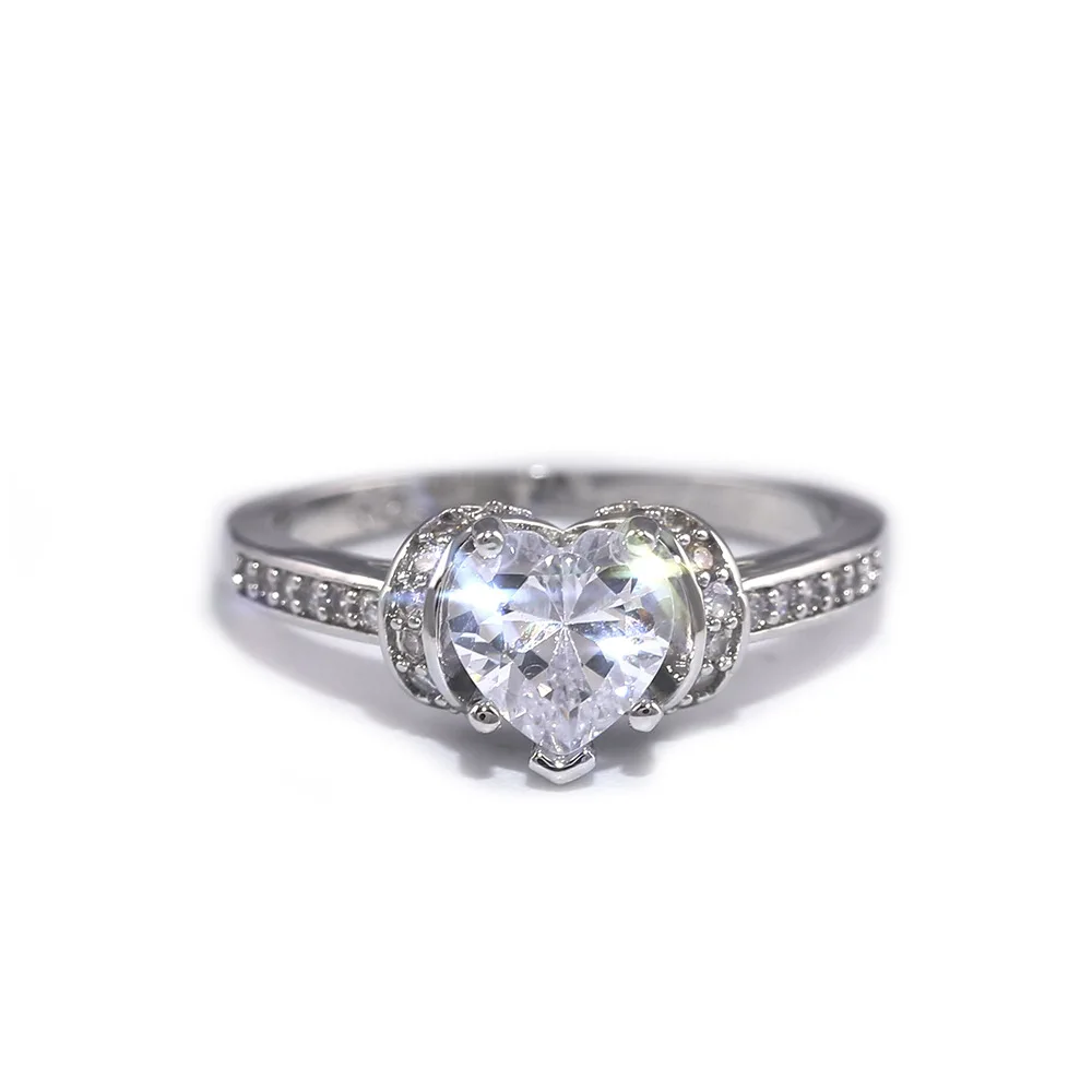 Модные сверкающие серебряные кольца для женщин обручальные с кубическим