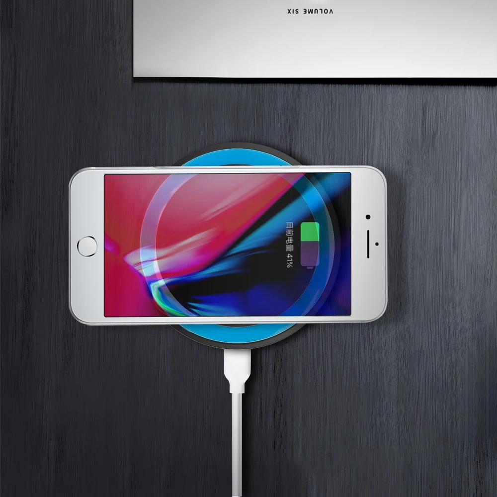 Беспроводная подставка для быстрой зарядки iphone X XS XR Samsung S9 Xiaomi Круглый передатчик