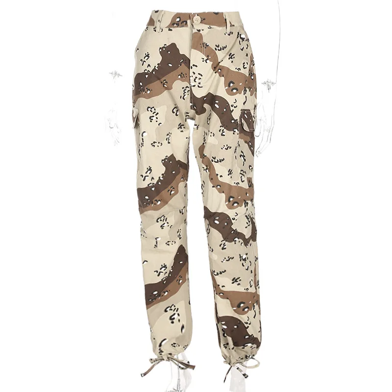 

Sweatpants Spring New Cargo Pants Fake Zippers Leopard Flat High Broadcloth Hot Women's Trousers Was Thin Leg Camouflage Casual