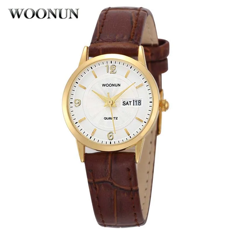 

Dropshipping Woonun Top Brand Luxury Womens Quartz Watches Genuine Leather Date Day Ladies Watches Minimalist Watch Slim Watches