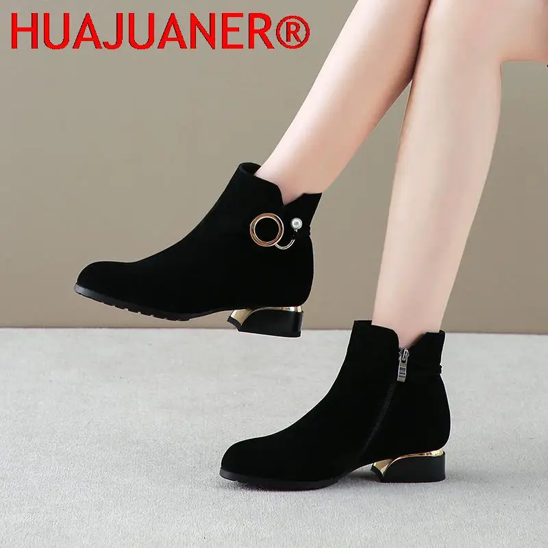 

2022 Women's Shoes Women Ankle Boots Leather Shoes Plus Size Length Cow Suede Female Shoes Ladies Autumn and Winter Boots
