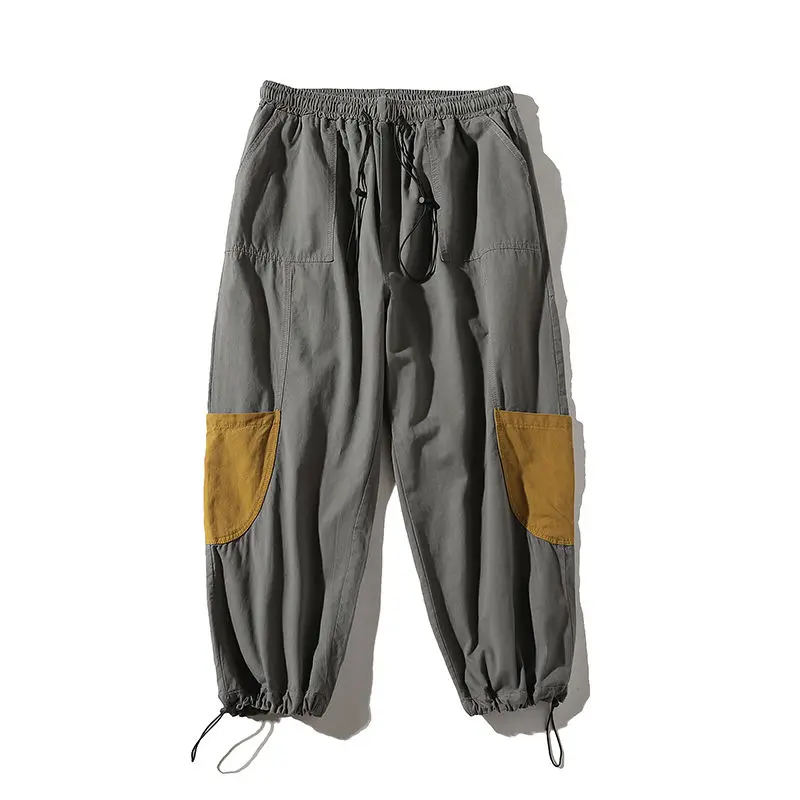 

Cotton Cargo Pants Men's Fashion Retro Pocket Casual Pants Men Streetwear Loose Hip-hop Straight Wide-leg Pants Mens Trousers