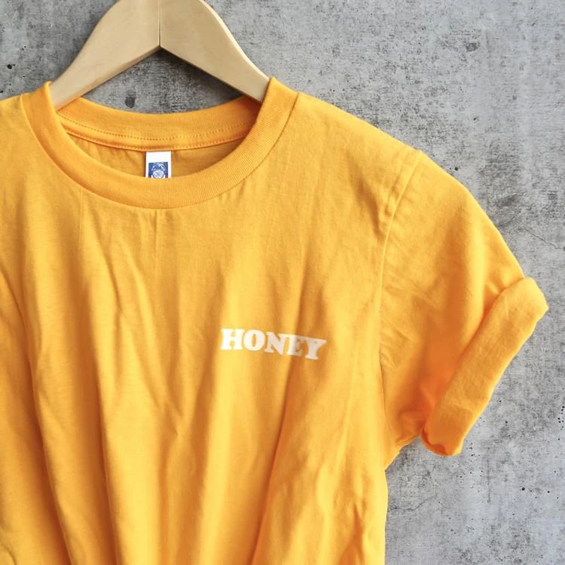 Honey Yellow/футболка Повседневная футболка с надписью honey и Harajuku новые летние топы из