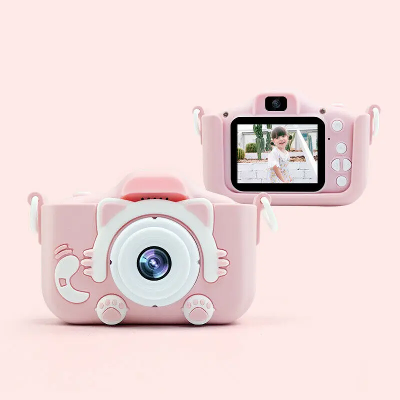 Pink Детская мини-камера, детские развивающие игрушки для детей, подарок на день рождения, цифровая камера 1080 P, проекционная видеокамера - Цвет: Pink