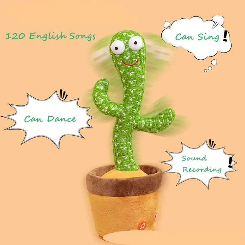 

Music Toys Plushie Cute Kawaii Soft Electronic Anmial Plant Singing Swing Baby Educational Kids Dancing Cactus Gifts For Girls