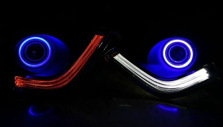 Белый светодиод DRL + желтый указателя поворосветильник COB angel eye (6 цветов)