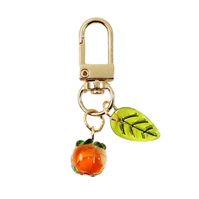 

Cute Simulated Fruit Keychain Persimmon Apple Cherry Strawberry Keyrings Couple Jewelry Women Fashion Wedding Party Small Gift