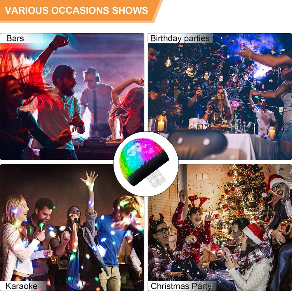 Миниатюрный RGB-светильник USB для диджея автомобильная лампа цветной музыкальный