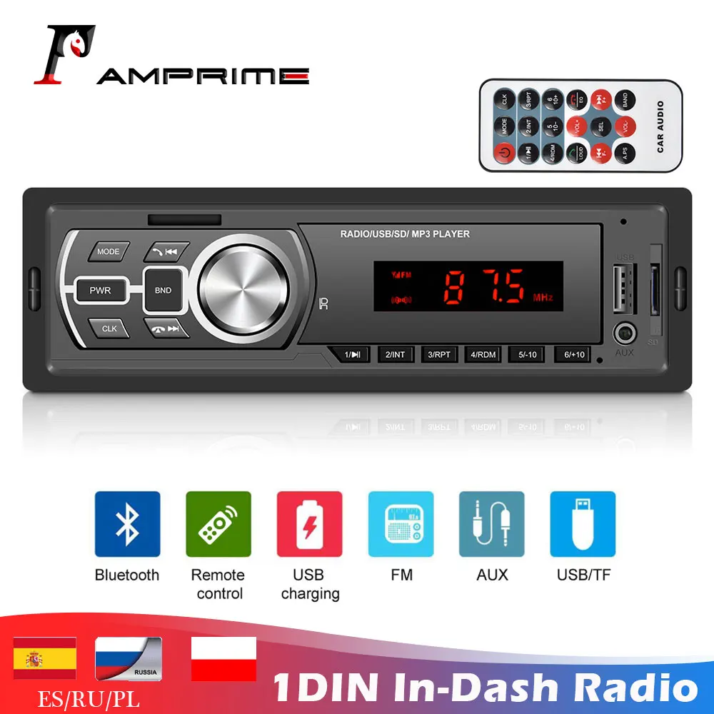 AMPrime автомобильный радиоприемник стерео плеер Bluetooth телефон MP3 FM/USB/дистанционное