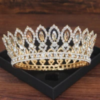 crystal bridal tiaras and crowns for women girl baroque queen diadem bride pageant headpiece wedding hair jewelry accessories