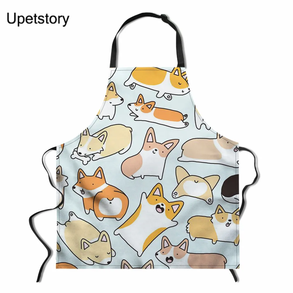 

Upetstory Kitchen Apron Funny Corgi Dog Printed Sleeveless Aprons for Women Home Coffee Shop Cooking Baking Bibs Cleaning Tools