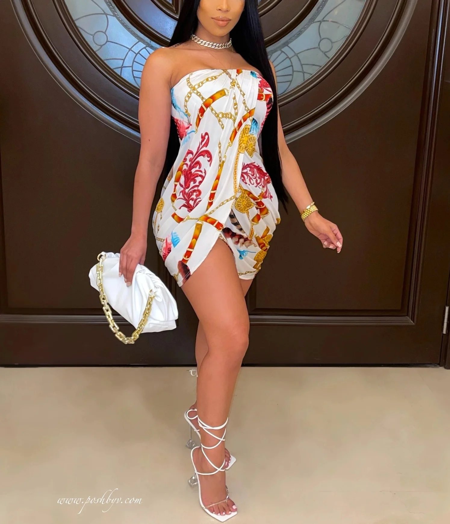 

Новинка 2021 года, Европейская и американская мода, пикантное облегающее Повседневное платье без бретелек с принтом