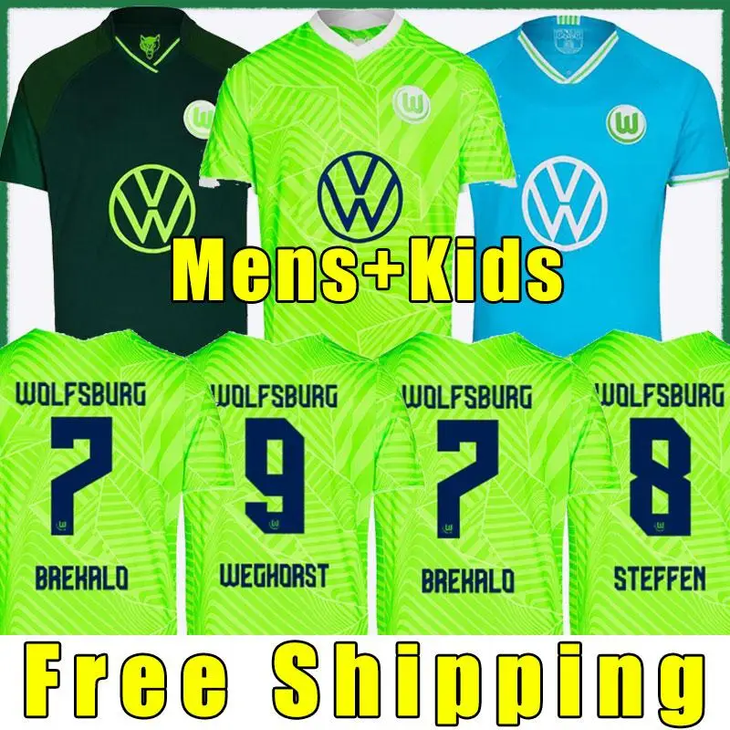 

VfL Wolfsburg Home And Away Soccer Jersey 2021 WEGHORST STEFFEN BREKALO 2022 New Top Quality Men Adults Custom Made Jersey