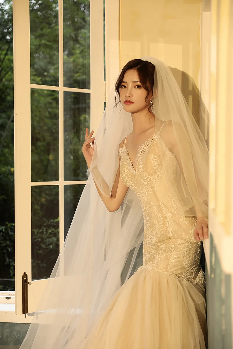 Фата свадебная длисветильник с гребнем и блестками 3 м|Свадебные вуали| |