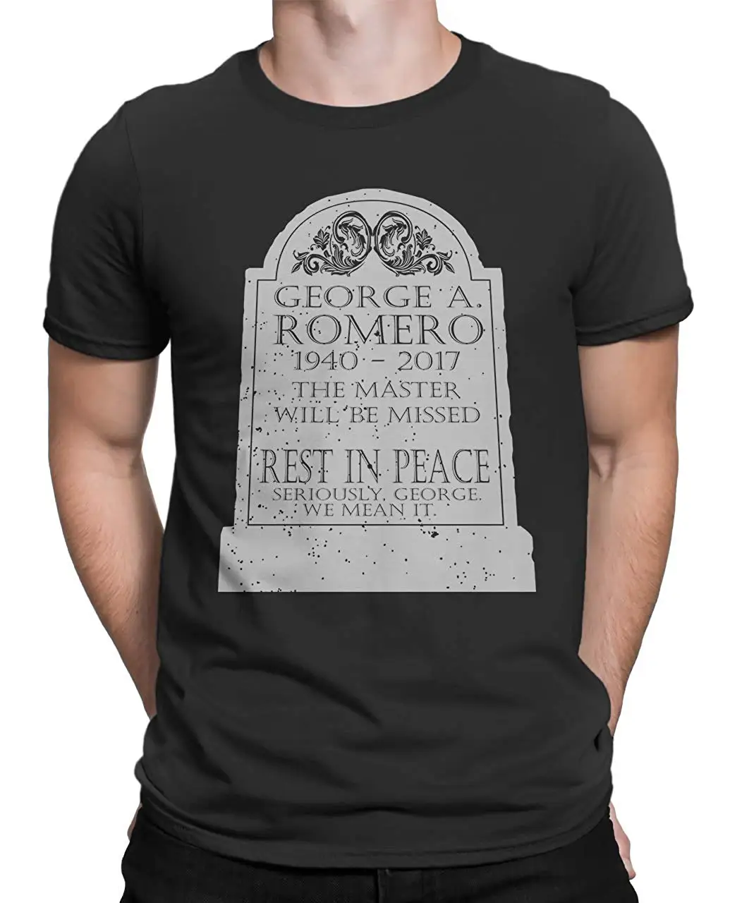 

Tenacitee Men's RIP Romero Crew Neck T-Shirt, 3X-Large, Black Short Sleeve Cool Casual