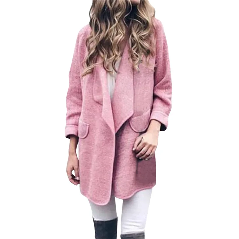 Гофрированная манжета пальто элегантные для женщин розовый длинный рукав дамы