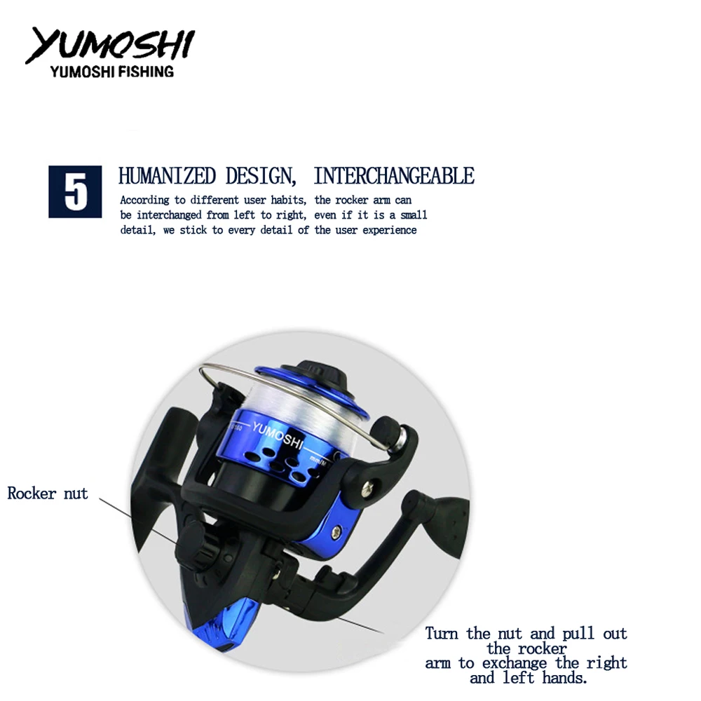 YUMOSHI JL серия спиннинговая катушка Рыболовная с леской 12 шарикоподшипников для
