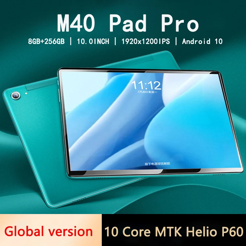

M40 Pro 10 INCH Tablet 1920x1200 IPS 8GB RAM 256GB ROM tablette 10 Core Tablet Android 10 4G Network Dual Wifi Pad Sales