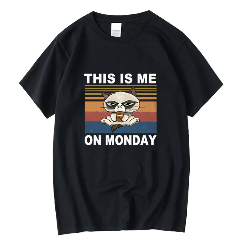 

XIN YI Men's t-shirt High quality 100% cotton Funny cat printing summer casual loose cool tshirt o-neck t-shirt male tees tops