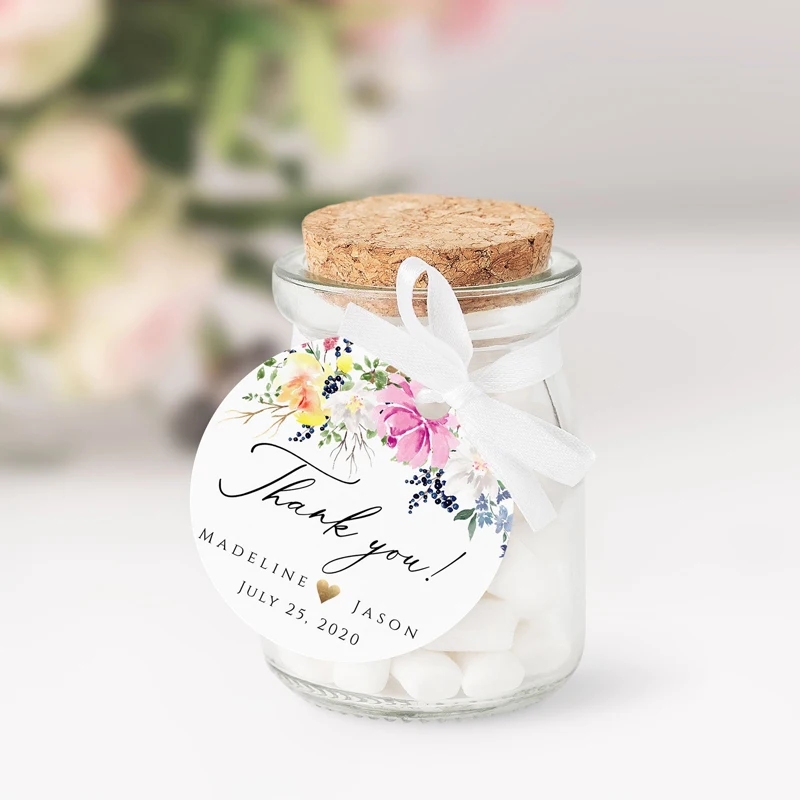 100/120 Pieces Round Personalized Wedding Tags Labels Candy Favors Customized Birthday Baptism Your Photo | Дом и сад