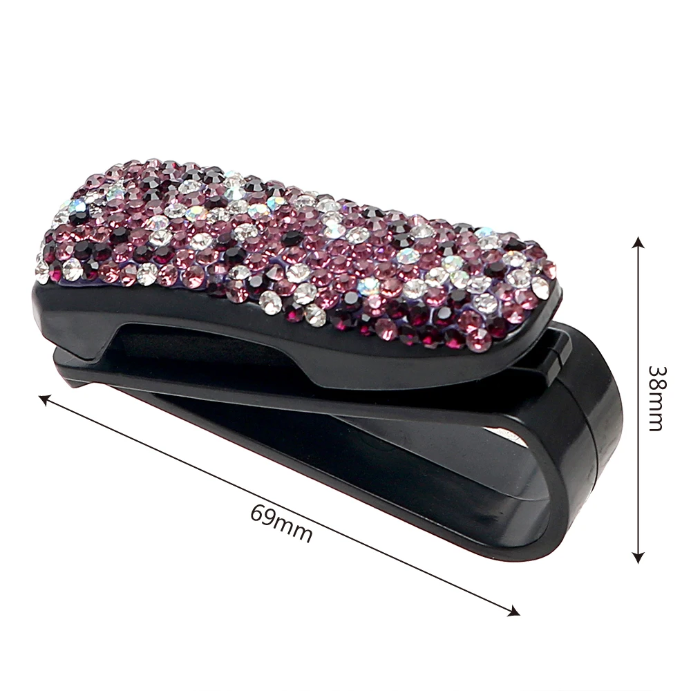 

Auto Fastener Clip Rhinestone Diamond Glasses Cases Portable Sun Visor Sunglasses Eyeglasses Holder Storage Holder