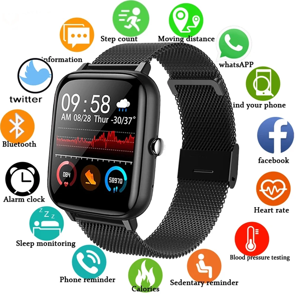 

SHACKER 2021 uomo Smart Watch donna pressione sanguigna frequenza cardiaca Fitness Tracker bracciale Sport Watch Smart Clock per