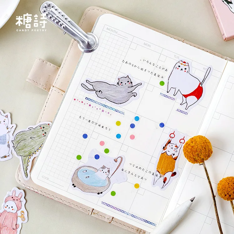 40 шт./компл. канцелярские наклейки Детские футболка с толстым котом Липкие Бумага