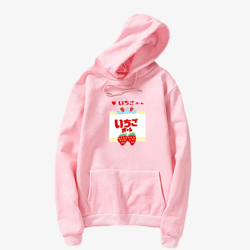 

Women Hoodies 2020 Autumn Winter Sweatshirts Kawaii Strawberry Japanese Print Fleece Loose Moletom Feminino Harajuku Pullover