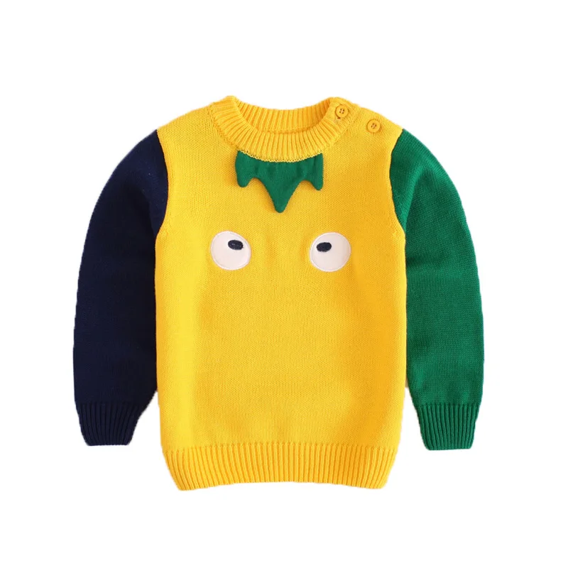 Милый свитер для маленьких мальчиков Цвет Хит Вязаный топ с вышитыми большими