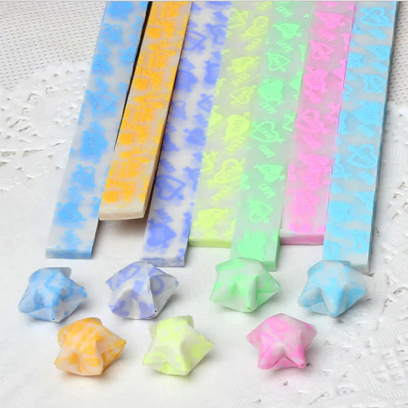 210 шт./лот милые Светящиеся в темноте счастливые звезды оригами складные бумаги